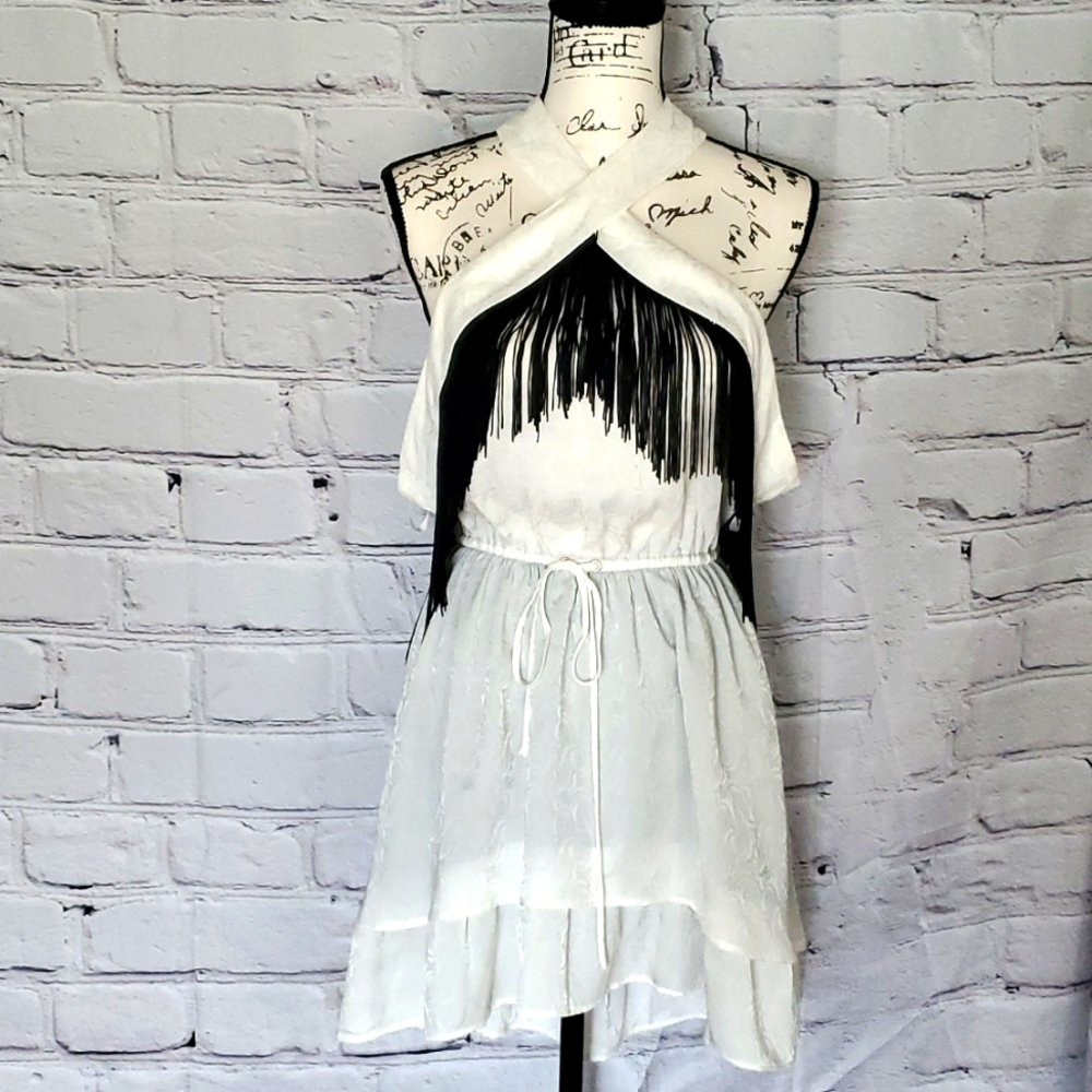 House of Harlow x Revolve Cold Shoulder Fringe Dress